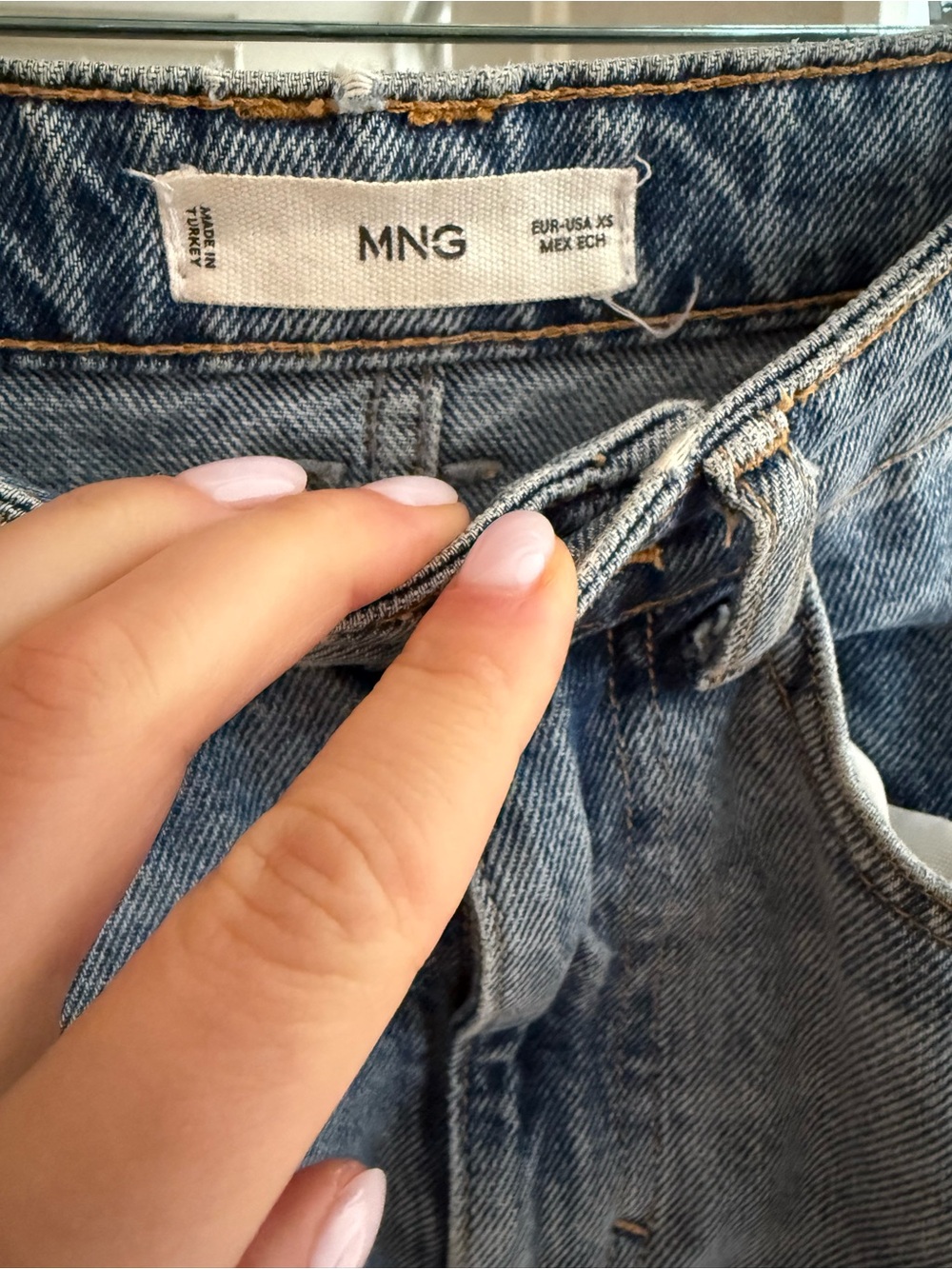 Mango Light Blue Denim Midi Skirt with Front Slit - Picture 6 of 6